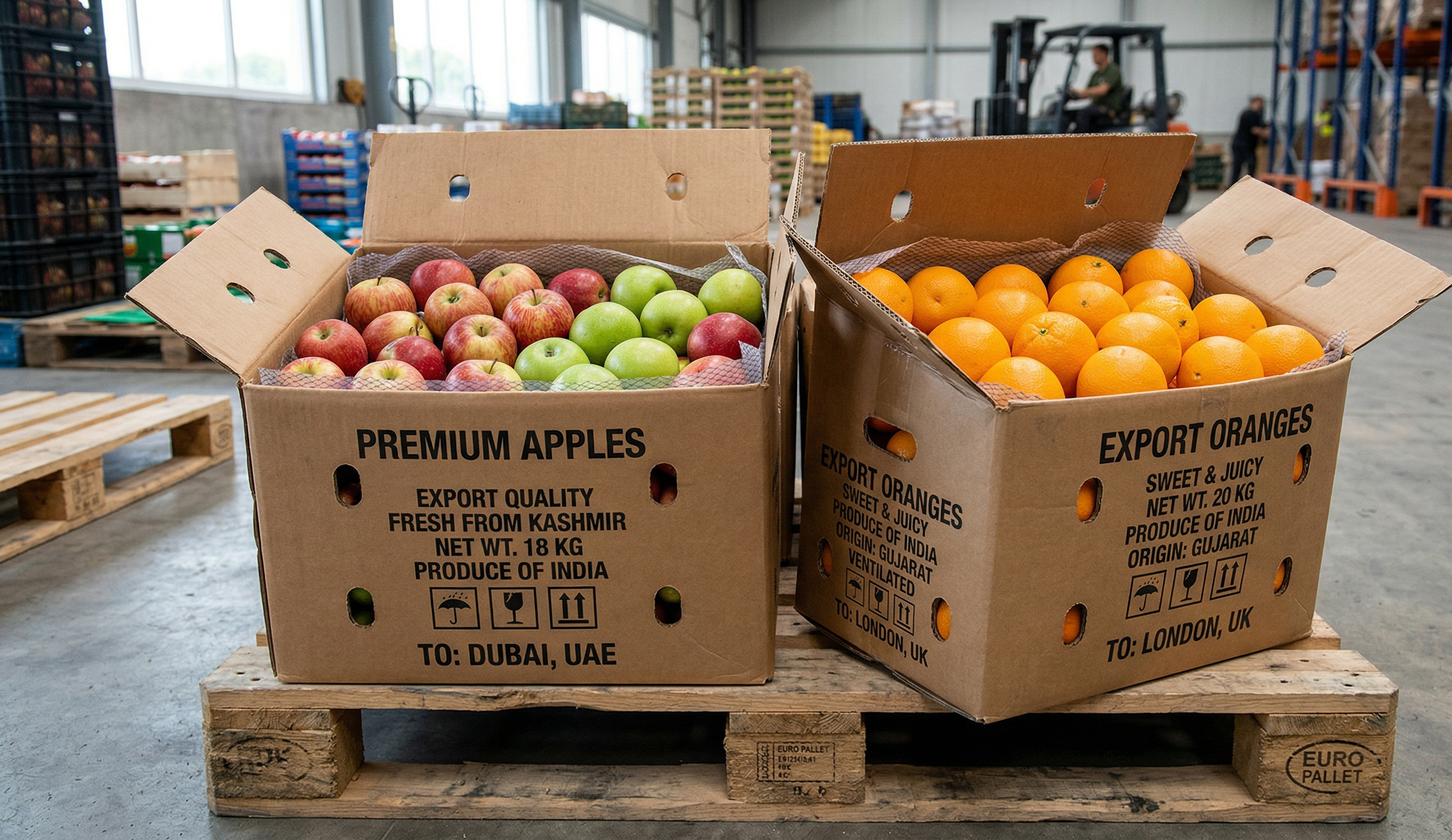 Fruit packaging corrugated boxes manufacturer in India for fresh produce transport